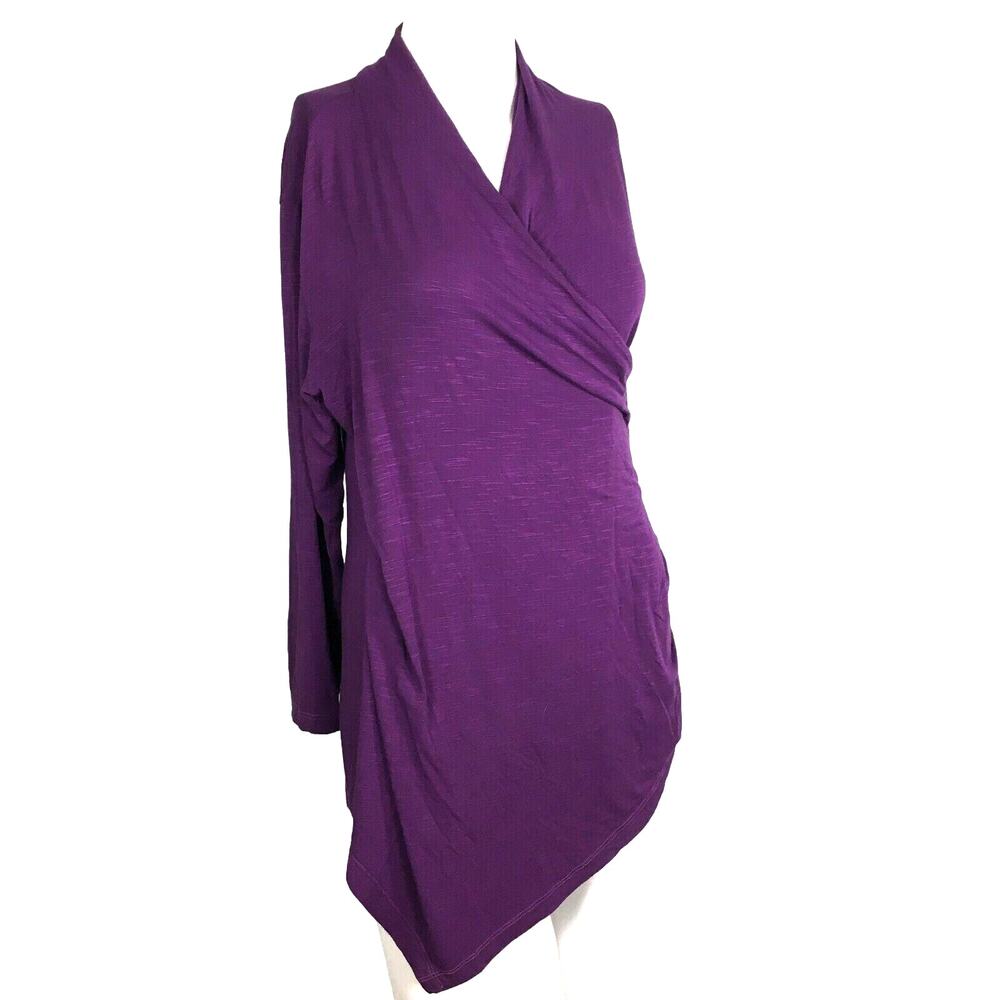 Eco Skin Shirt‎ Womens Sz Small Purple Hemp Knit Long Sleeve Wrap Tunic Top